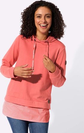 Casual Looks Kapuzensweatshirt CASUAL LOOKS, Damen, Gr. 36, koralle, 50% Baumwolle, 50% Polyester, gemustert, gestreift, unifarben, Sweatshirts Kapuzensweatshirt