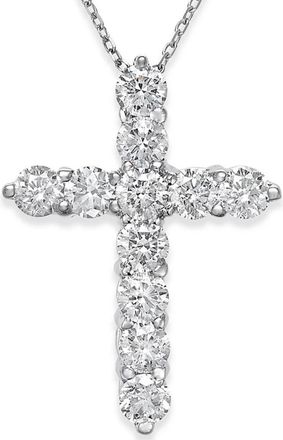 Pompeii3 2 1/4cttw 14k White Gold Diamond Cross Pendant (1 inch tall) Necklace Lab Grown