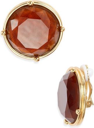Karine Sultan Mocha Stone Clip-On Earrings in Gold at Nordstrom