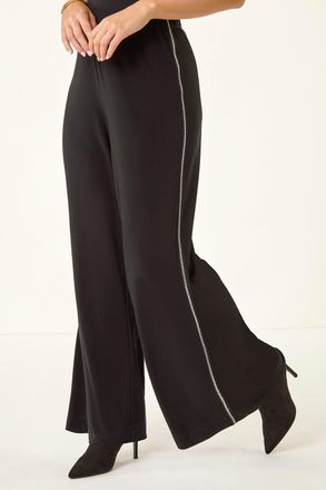 Roman Side Trim Wide Leg Trouser