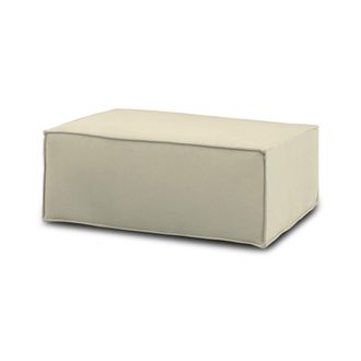 Dmora Dmora - Puff Dabdella, Otomana De La Sala De Estar, 100% Made In Italy, Sill&oacute;n Relax En Tela Tapizada, Cm 100x70h43, Beige