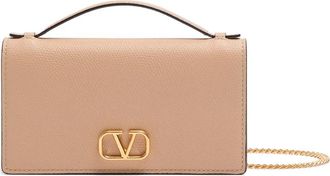 Valentino Garavani VLogo Signature Grainy Calfskin Wallet With Chain