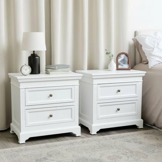 Melody Maison Pair Of Large White Two Drawer Bedside Tables - Daventry White Range