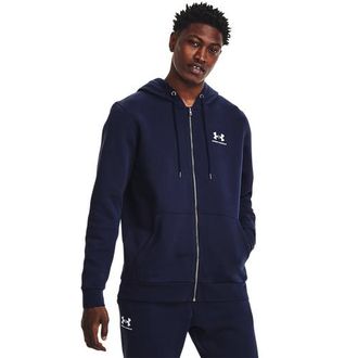 Under Armour Mens Essential Fleece Full-Zip Hoodie - Midnight Navy/White Size 3XL