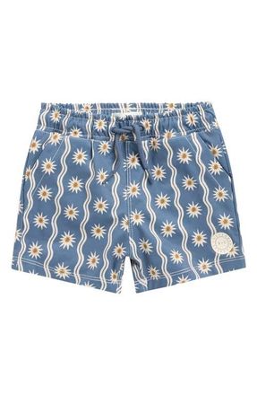 Rylee + Cru Sun Wave Board Shorts in Marine at Nordstrom, Size 12-18M