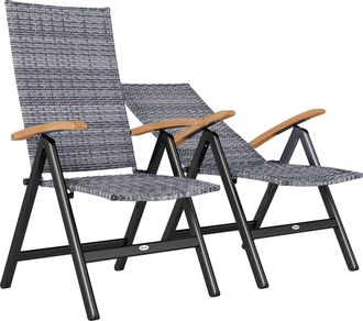 OUTSUNNY Outdoor Folding Dining Chair - Dining Chair - Light Grey | TJ Hughes
