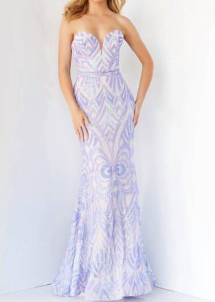 Jovani Irresistible Sequin Gown In Lilac-Nude