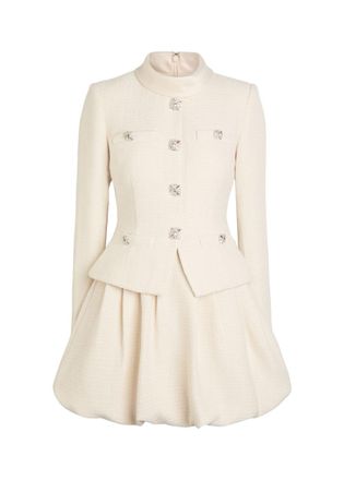Self Portrait Tailored Boucl&eacute; Mini Dress - Cream - 8 (UK8 / S)
