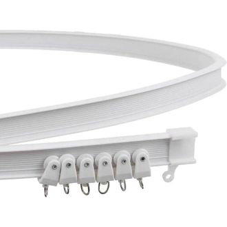 OEM Barra De Cortina Plegable De 200 Cm De Largo, Fabricada En Aleaci&oacute;n De Aluminio Para Montaje En Techo, Hecha De Metal Y Pl&aacute;stico Flexible, Color Blanc