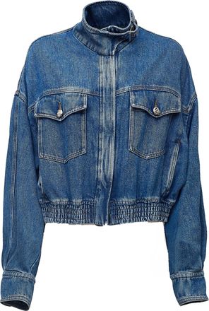 Sportmax Indigo Denim Jacket with Vintage Wash and Blouson Effect