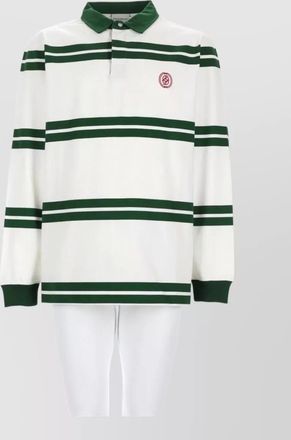 Dr&ocirc;le de Monsieur striped cotton polo shirt