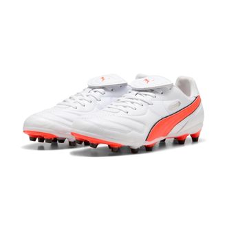 Puma Fussballschuh PUMA KING LIGA FG/AG, Damen, Gr. 42,5, weiss (puma wei&szlig;, glowing rot, puma schwarz), Synthetik, Schuhe Fussballschuh, f&uuml;r Rasenpl&auml;tze