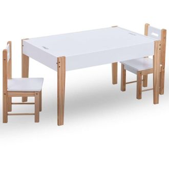 vidaXL Vidaxl - Mesa Y Sillas Infantiles 3 Pzas Con Pizarra Negro Y Blanco
