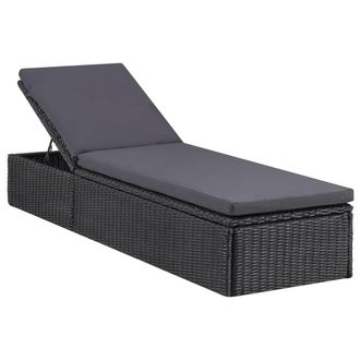 vidaXL Tumbona De Rat&aacute;n Sint&eacute;tico Negra Y Gris Oscuro Vidaxl