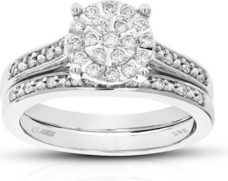 Vir Jewels 2/5 cttw Lab Created Diamond Wedding Bridal Set Sterling Silver Prong
