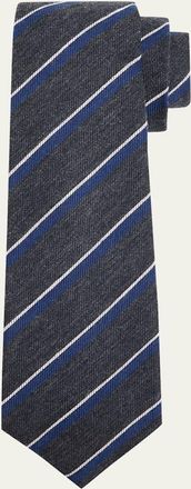 Kiton Mens Stripe Silk Sevenfold Tie