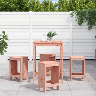 vidaXL Mesa Alta Y Taburetes De Jard&iacute;n 5 Piezas Madera Maciza Douglas Vidaxl