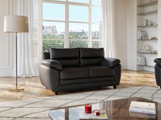 Vente-Unique Divano 2 posti in similpelle Nero - MANOA