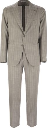 Tagliatore Pinstripe Suit In Wool And Silk