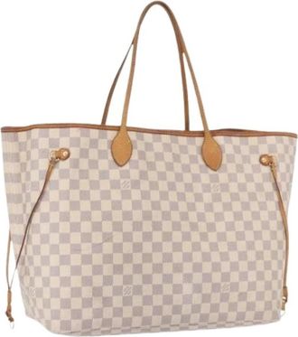 Louis Vuitton Pre-owned Damier Azur Tote Bag - Dames - Vintage Shopper - Wit - ONE Size - Leer - Vintage