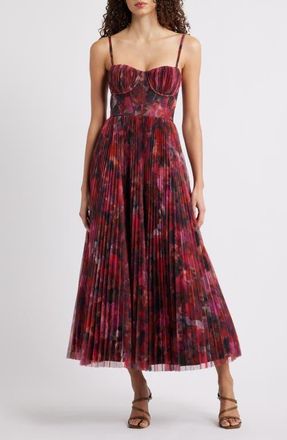 Hutch Pleated Cocktail Dress in Pink Multi Abstract Paint Blot at Nordstrom, Size 8