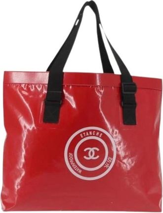 Chanel Pre-owned Vinyl Tote Bag - Dames - Vintage Shopper - Rood - ONE Size - Vintage