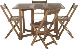 Safavieh Conjunto de mesa y sillas para exteriores en madera de acacia, natural
