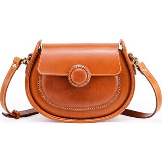 OLD TREND Begonia Genuine Leather Vintage Compact Crossbody in Caramel at Nordstrom