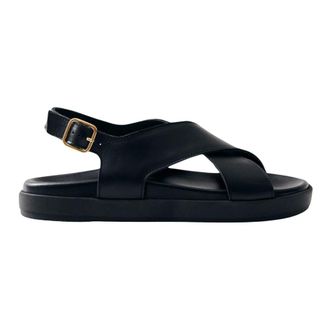 Alohas Alohas, Schoenen, Dames, Zwart, 42 EU, Leer, Zwarte leren sandalen