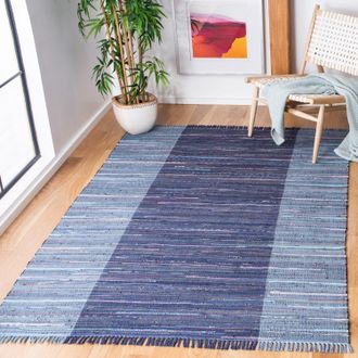 Safavieh Rag Rug Machine Made Area rug, Navy / Blue Bohemian Style Easy Care