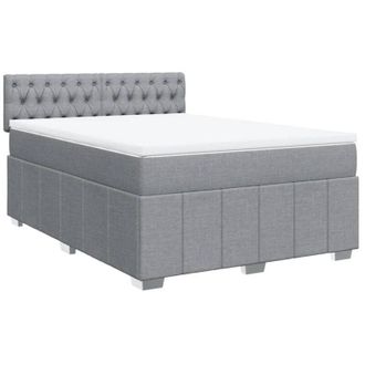 vidaXL Vidaxl - Cama Box Spring Con Colch&oacute;n Tela Gris Claro 140x190 Cm
