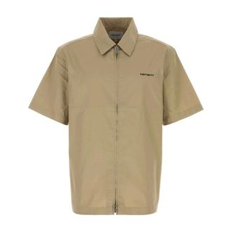 Carhartt Work in Progress Carhartt Wip, Short Sleeve Shirts, male, Beige, Size: XL S/S Postal Zip Shirt