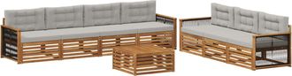 vidaXL Conjunto De Sof&aacute;s De Exterior 8 Uds. Natural Y Gris Claro Vidaxl