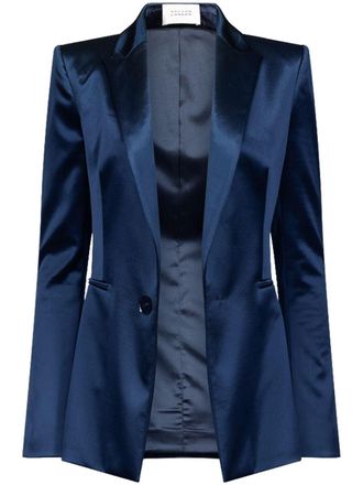 Galvan Sculpted single-breasted satin blazer - Blue