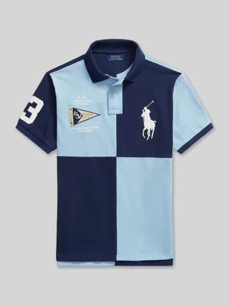 Polo Ralph Lauren Regular Fit Poloshirt aus reiner Baumwolle mit Stitchings in Marine, Gr&ouml;&szlig;e XXL