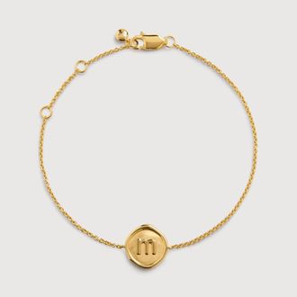 Monica Vinader Gold Initial M Stamp Chain Bracelet