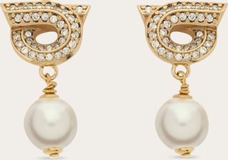 Ferragamo Women Gancini earrings with pearls and crystals Gold