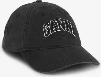 Ganni Black Cap in Washed Cotton Canvas
