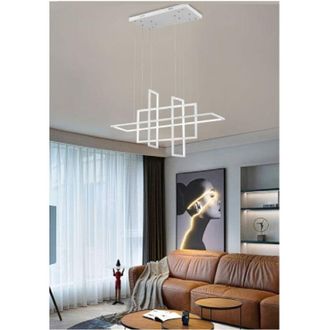 Trade Shop Lampadario a Sospensione 4 Rettangoli Moderno Luce Calda Fredda Naturale Lp-36b - -Bianco Caldo - - Trade Shop Traesio