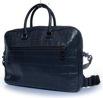 Coach laptoptas met krokodillenprint in blauw