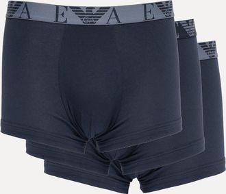 Emporio Armani Mens Emporio Armani 3 Pack Mens Boxer Briefs with Bold Monogram Logo - Blue/Blue/Blue MB254 - Navy - Size: 35/34/32/9.5/13/12.5/12/11.5/11/9/16/15.5