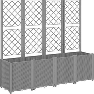 vidaXL Vidaxl - Garden Planter with Trellis Light Grey 160x40x140 cm pp