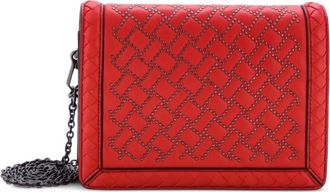 Bottega Veneta Montebello Flap leren mini-clutch met intrecciato detail en studs - Rood