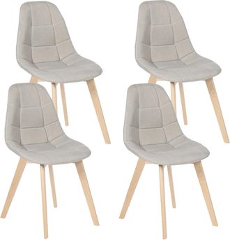 IDMarket Set Di 4 Sedie Da Pranzo In Tessuto Beige Gaby