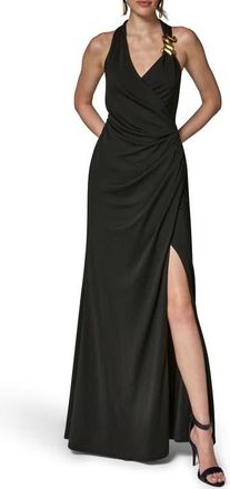 DKNY Slit Jersey Gown in Black at Nordstrom, Size 14