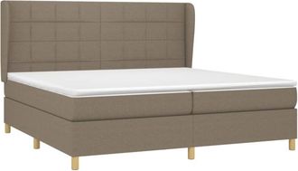 vidaXL Cama Box Spring Con Colch&oacute;n Tela Gris Taupe 200x200 Cm Vidaxl