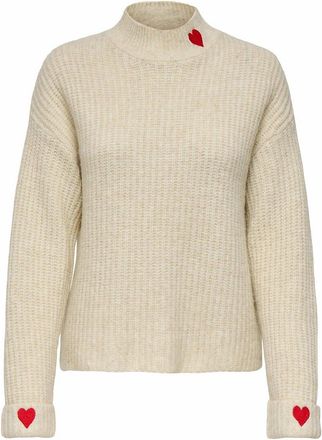 Only Trui met opstaande kraag en hartjes