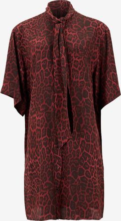 Stella McCartney Oversize-Mini-Hemdkleid aus Seide mit Leopardenprint