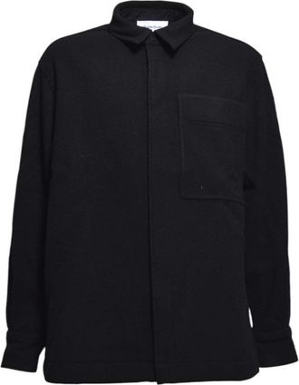 Études Studio Single-Breasted Wool Flannel Shirt Jacket