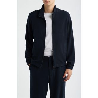 Emporio Armani Textured Knit Jacket in Solid Blue Navy at Nordstrom, Size Xx-Large